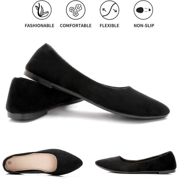 Hash Bubbie Black Flat Shoes Women's Dress Suede Dressy Casual Ballet SZ 11 - Picture 2 of 5
